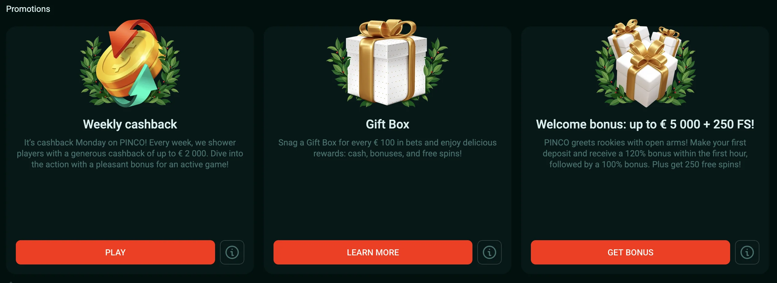 pinco welcome bonus